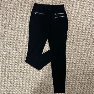 Express Black Skinny Pants with Silver Zipper Details
